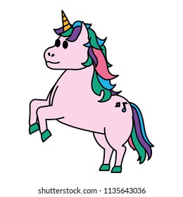 color cute unicorn with music sign tattoo
