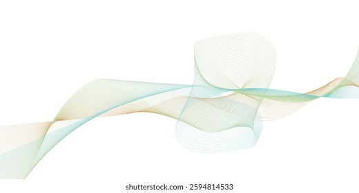 color cyan blue tech wavy lines gradient background vector illustration