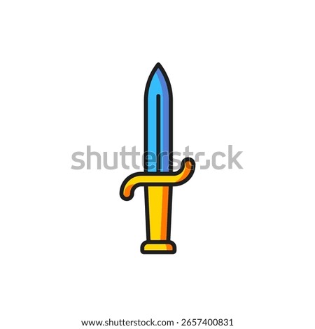 Color Dagger icon isolated on white background. Knife icon. Sword with sharp blade. Flat filled outline style with shadow. Vector