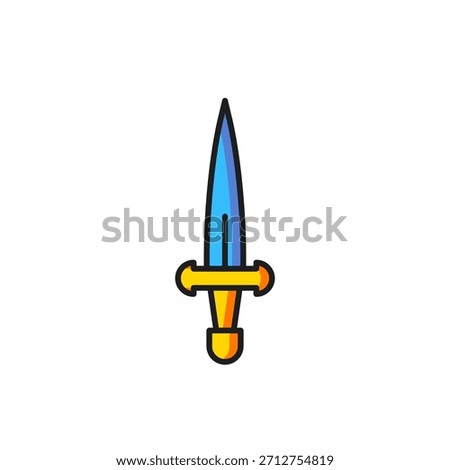 Color Dagger icon isolated on white background. Knife icon. Sword with sharp blade. Flat filled outline style with shadow. Vector