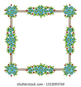 Color daisy flowers with black outline stroke isolated on white background