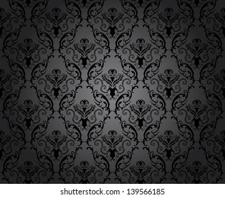 Color Damask Seamless Vector Pattern.  Elegant Design in Royal  Baroque Style Background Texture. Floral and Swirl Element.  Ideal for Textile Print and Wallpapers. 