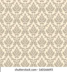 Color Damask Seamless Vector Pattern.  Elegant Design in Royal  Baroque Style Background Texture. Floral and Swirl Element.  Ideal for Textile Print and Wallpapers. 