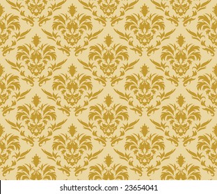 Color Damask Seamless Vector Pattern.  Elegant Design in Royal  Baroque Style Background Texture. Floral and Swirl Element.  Ideal for Textile Print and Wallpapers. 