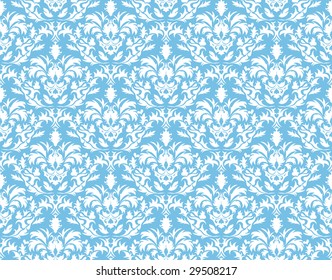 Color Damask Seamless Vector Pattern.  Elegant Design in Royal  Baroque Style Background Texture. Floral and Swirl Element.  Ideal for Textile Print and Wallpapers. 