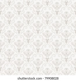 Color Damask Seamless Vector Pattern.  Elegant Design in Royal  Baroque Style Background Texture. Floral and Swirl Element.  Ideal for Textile Print and Wallpapers. 