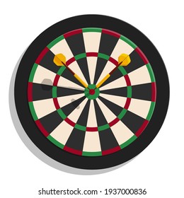 color darts board target with dart arrows in cartoon style. Equipment for sports competitions. Vector