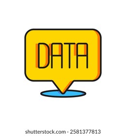 Color Data analysis icon isolated on white background. Business data analysis process, statistics. Charts and diagrams. Flat filled outline style with shadow. Vector