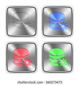 Color database configuration icons engraved in glossy steel push buttons.