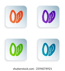 Color Date fruit icon isolated on white background. Set colorful icons in square buttons. Vector