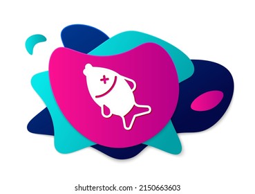 Color Dead fish icon isolated on white background. Abstract banner with liquid shapes. Vector