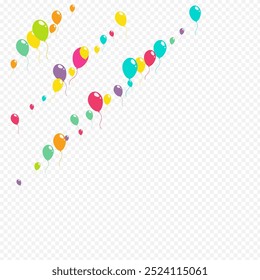 Color Decoration Inflatable Ball Vector Transparent Background. Jubilee Baloon Illustration. Multicolor Round Backdrop. Bright Glossy Balloon Cover.