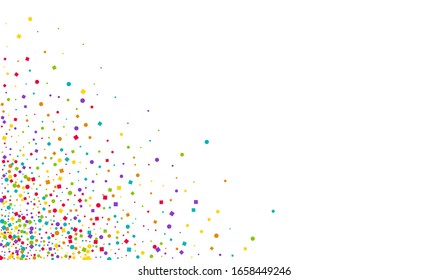 Color Decoration Round Background. Colorful Flying Dot Design. Vector Confetti Card. Green Rain Carnaval Postcard.