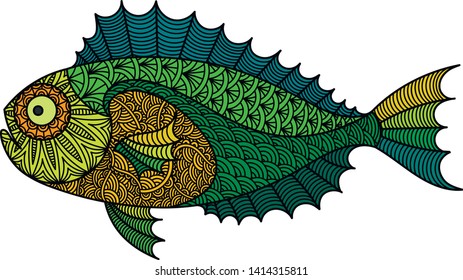 Color decorative fish illustration for tattoo, T-Shirt Graphic