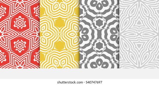 color decorative floral seamless pattern set. vector illustration. for design, interior, wallpaper, invitation