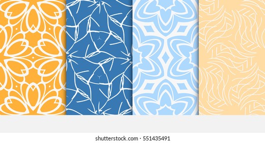 color decorative floral seamless pattern set. vector illustration. for design, interior, wallpaper, invitation