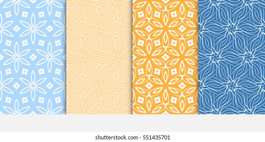 color decorative floral seamless pattern set. vector illustration. for design, interior, wallpaper, invitation