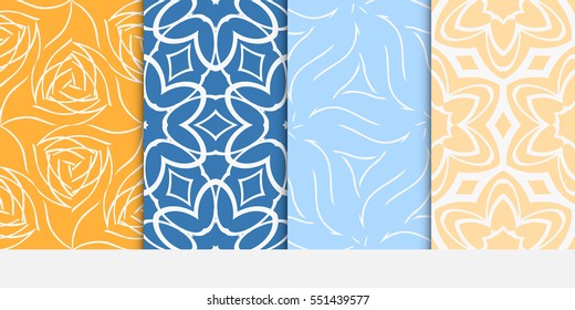 color decorative floral seamless pattern set. vector illustration. for design, interior, wallpaper, invitation