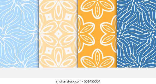 color decorative floral seamless pattern set. vector illustration. for design, interior, wallpaper, invitation