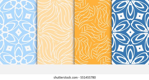 color decorative floral seamless pattern set. vector illustration. for design, interior, wallpaper, invitation