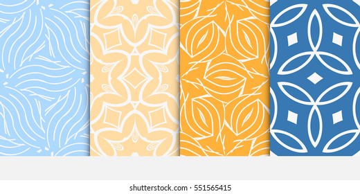 color decorative floral seamless pattern set. vector illustration. for design, interior, wallpaper, invitation