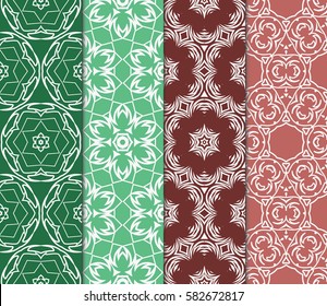 color decorative floral seamless pattern set. vector illustration. for design, interior, wallpaper, invitation