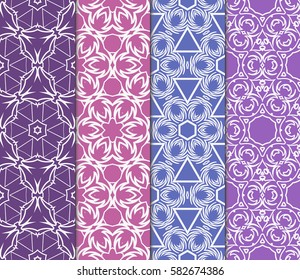 color decorative floral seamless pattern set. vector illustration. for design, interior, wallpaper, invitation