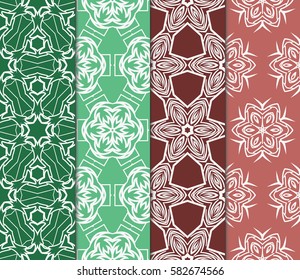 color decorative floral seamless pattern set. vector illustration. for design, interior, wallpaper, invitation