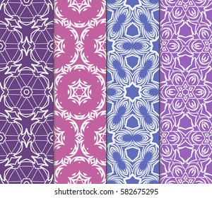 color decorative floral seamless pattern set. vector illustration. for design, interior, wallpaper, invitation