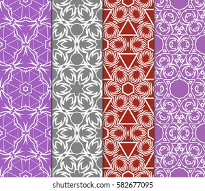 color decorative floral seamless pattern set. vector illustration. for design, interior, wallpaper, invitation