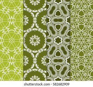 color decorative floral seamless pattern set. vector illustration. for design, interior, wallpaper, invitation