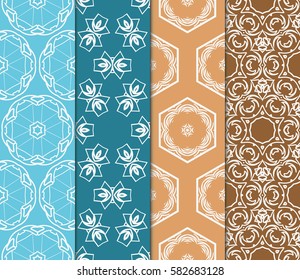 color decorative floral seamless pattern set. vector illustration. for design, interior, wallpaper, invitation