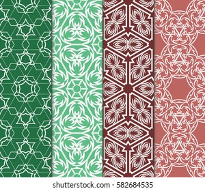 color decorative floral seamless pattern set. vector illustration. for design, interior, wallpaper, invitation