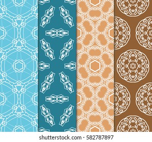 color decorative floral seamless pattern set. vector illustration. for design, interior, wallpaper, invitation
