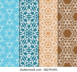 color decorative floral seamless pattern set. vector illustration. for design, interior, wallpaper, invitation