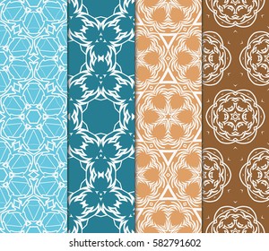 color decorative floral seamless pattern set. vector illustration. for design, interior, wallpaper, invitation