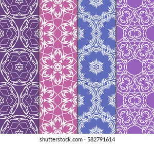 color decorative floral seamless pattern set. vector illustration. for design, interior, wallpaper, invitation color decorative floral seamless pattern set. vector illustration. for design, interior, wallpaper, invitation