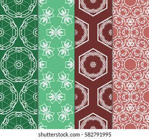 color decorative floral seamless pattern set. vector illustration. for design, interior, wallpaper, invitation