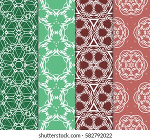 color decorative floral seamless pattern set. vector illustration. for design, interior, wallpaper, invitation