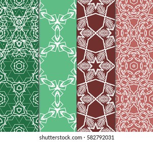 color decorative floral seamless pattern set. vector illustration. for design, interior, wallpaper, invitation