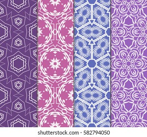 color decorative floral seamless pattern set. vector illustration. for design, interior, wallpaper, invitation