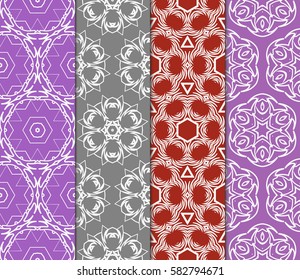 color decorative floral seamless pattern set. vector illustration. for design, interior, wallpaper, invitation