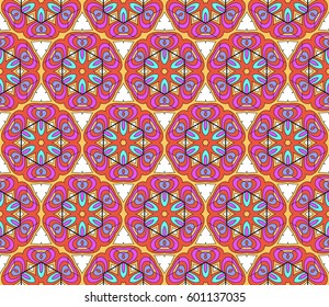 color decorative geometric floral pattern. seamless vector illustration. for wallpaper, invitation, fabric textile