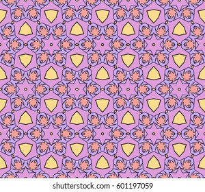 color decorative geometric floral pattern. seamless vector illustration. for wallpaper, invitation, fabric textile