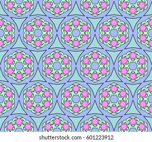 color decorative geometric floral pattern. seamless vector illustration. for wallpaper, invitation, fabric textile