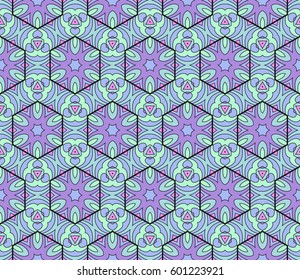 color decorative geometric floral pattern. seamless vector illustration. for wallpaper, invitation, fabric textile