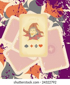 Color decorative illustration with antiquarian playing cards.