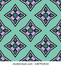 Color decorative seamless pattern with geometric ornamnet. Vector illustration.