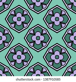 Color decorative seamless pattern with geometric ornamnet. Vector illustration.
