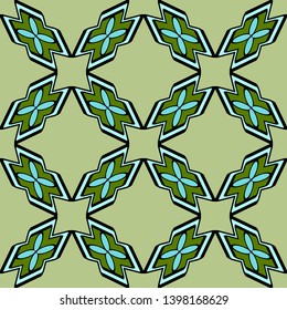 Color decorative seamless pattern with geometric ornamnet. Vector illustration.